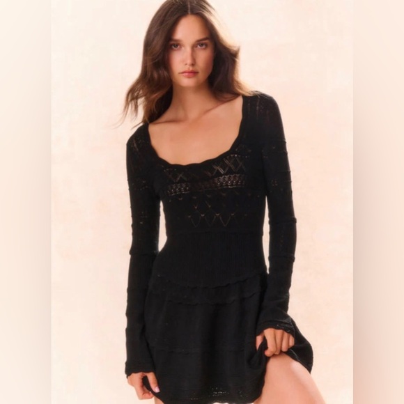 LoveShackFancy Pointelle in Black Sz L - Picture 1 of 5